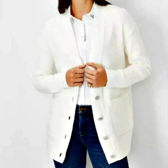 NEW! EXQUISITE JEWELED BOYFRIEND CARDIGAN SWEATER SZ L - Picture 4 of 5